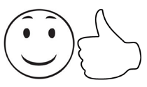 A happy face and a thumbs up symbol