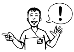 A man talking with a speech bubble coming from his mouth. He is also pointing with one hand and waving with the other