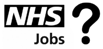 NHS Jobs logo with a question mark next to it