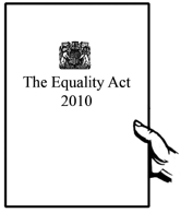 A hand holding a document with ‘Equality Act 2010’ written on the cover