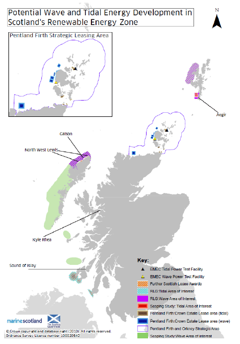 Figure 2.4: Initial Wave and Tidal Areas of Energy Potential