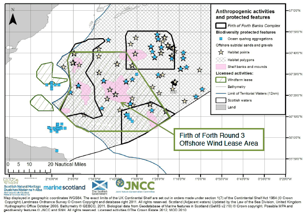 Figure 18 Firth of Forth Banks Complex overlap with Firth of Forth Round 3 area Figure 18 Firth of Forth Banks Complex overlap with Firth of Forth Round 3 area