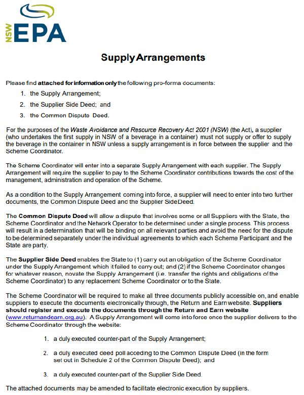 Example 3: Supply Arrangement Example 3: Supply Arrangement