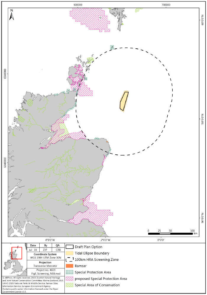 Figure E14. NE8: European/Ramsar sites screened in for potential LSE