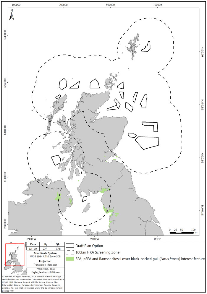 Figure F4: Lesser Black-backed Gull European/Ramsar sites screened in for potential LSE
