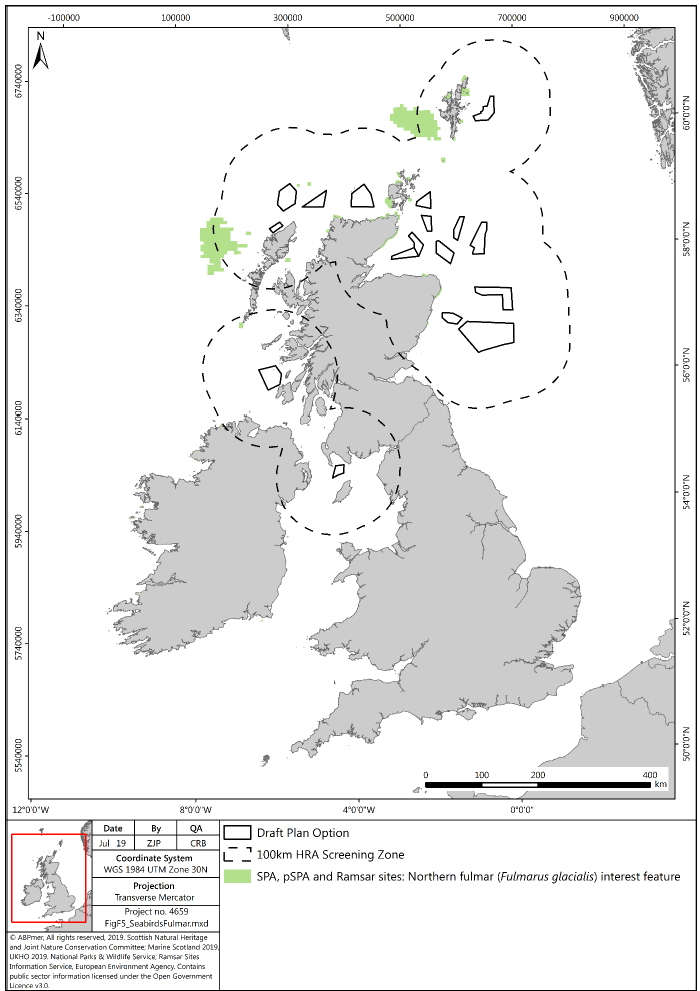 Figure F5: Northern Fulmar European/Ramsar sites screened in for potential LSE