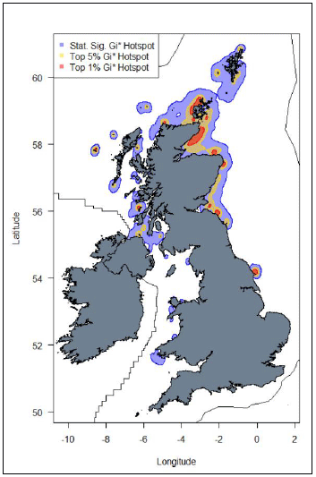 Images G8:	Map displaying hotspots identified at the UK-level for Guillemot