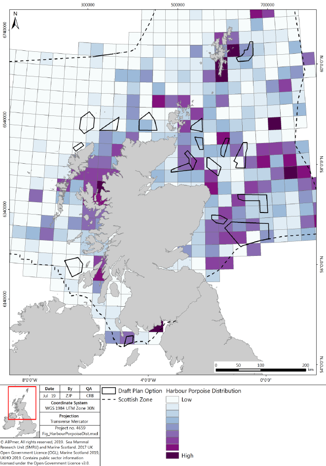 Figure 11 Harbour porpoise distribution in Scottish waters