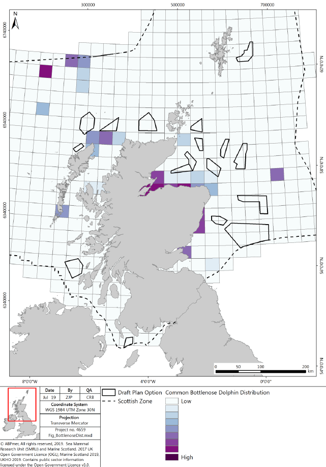 Figure 14 Bottlenose dolphin distribution in Scottish waters