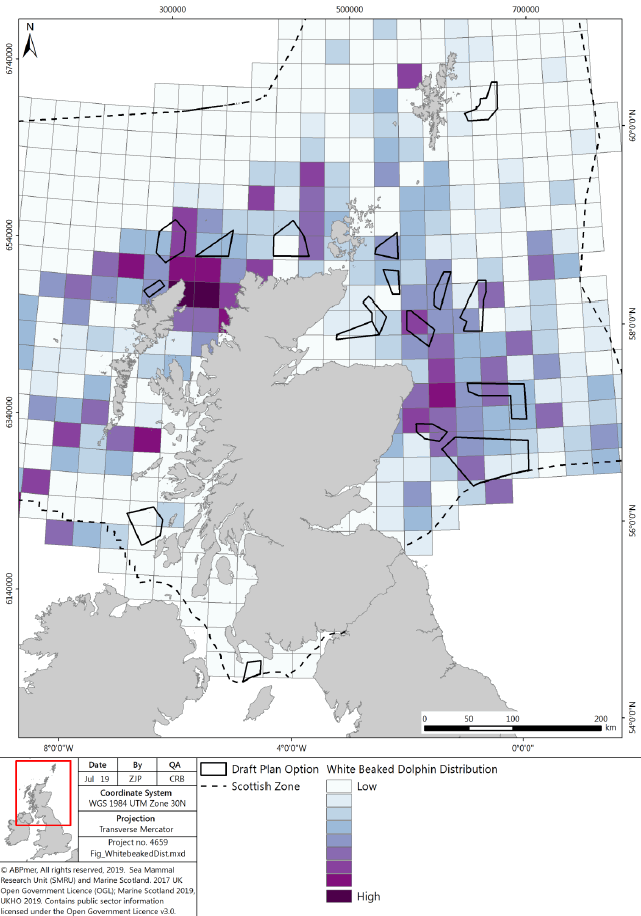 Figure 15 White beaked dolphin distribution in Scottish waters
