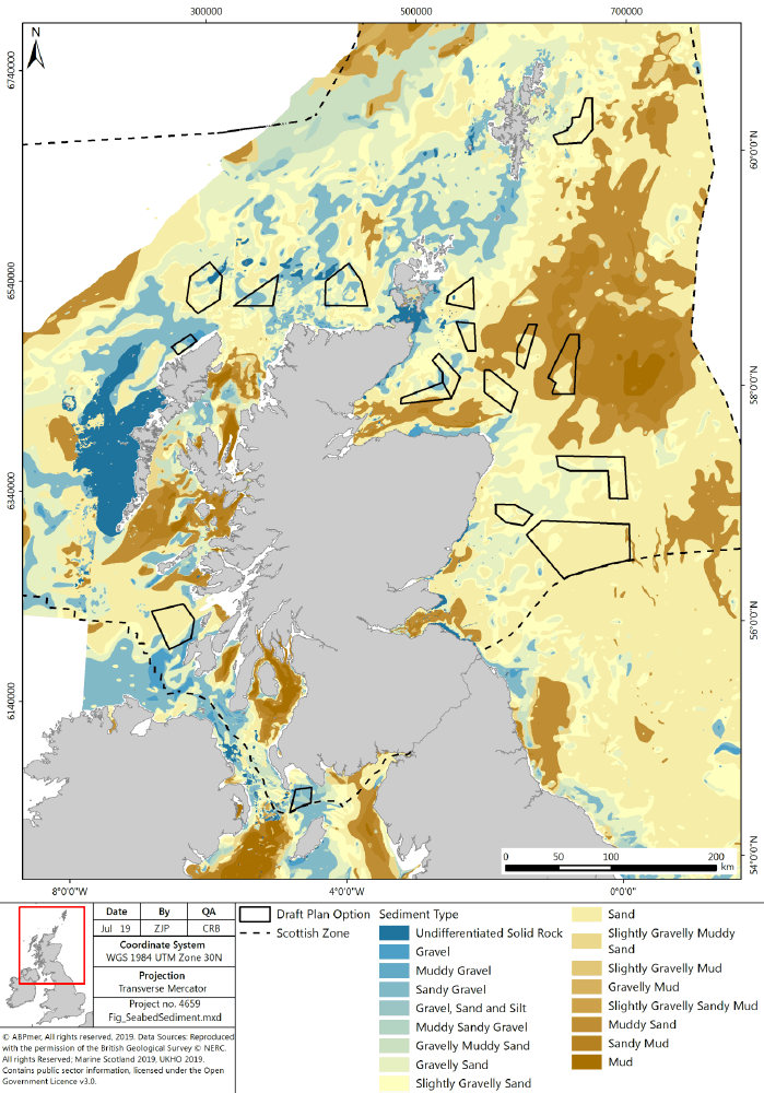 Figure 22 Seabed sediment morphology in Scottish waters