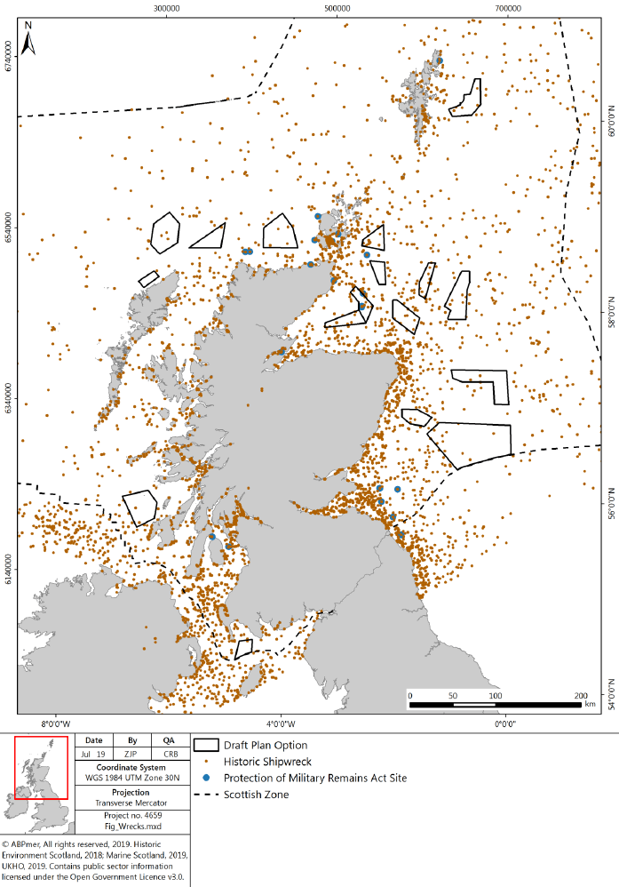 Figure 27 Shipwrecks around the Scottish coast