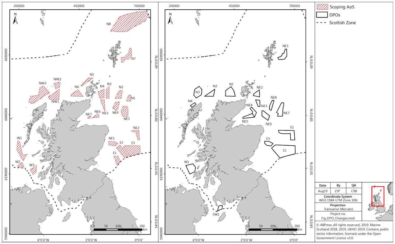 Figure 3 AoS identified in the Scoping Report (left), and DPOs assessed in this report (right) Figure 3 AoS identified in the Scoping Report (left), and DPOs assessed in this report (right)