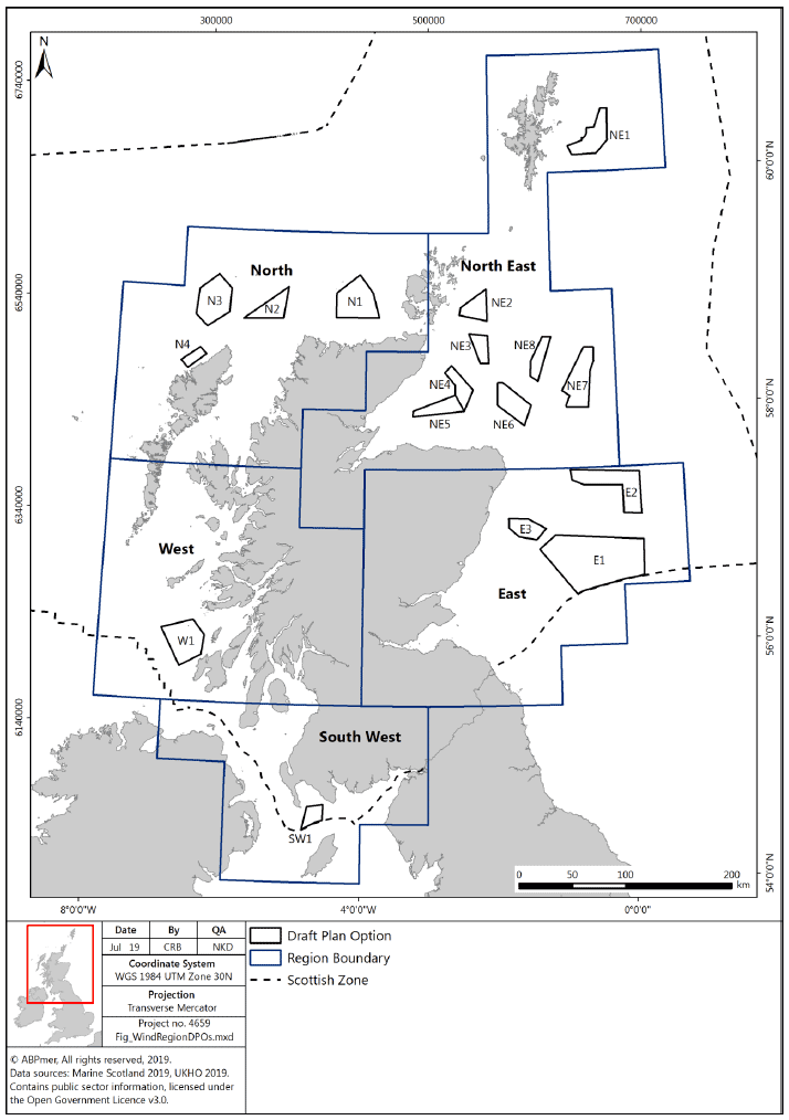 Figure 4 RLG offshore wind regions and DPO areas