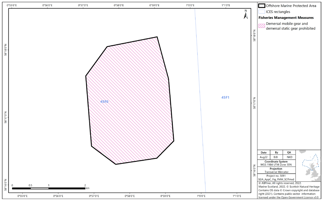 Map of Scanner Pockmark SAC showing demersal mobile and demersal static gear as prohibited from the entire SAC