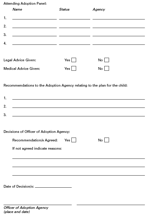 Form of Reference by Adoption Agency to Principle Reporter