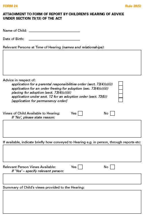 Form of Reference by Adoption Agency to Principle Reporter