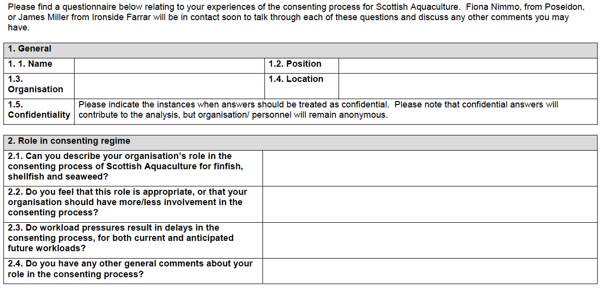 Local Authorities, Regulators and Statutory Consultee Questionnaire Local Authorities, Regulators and Statutory Consultee Questionnaire