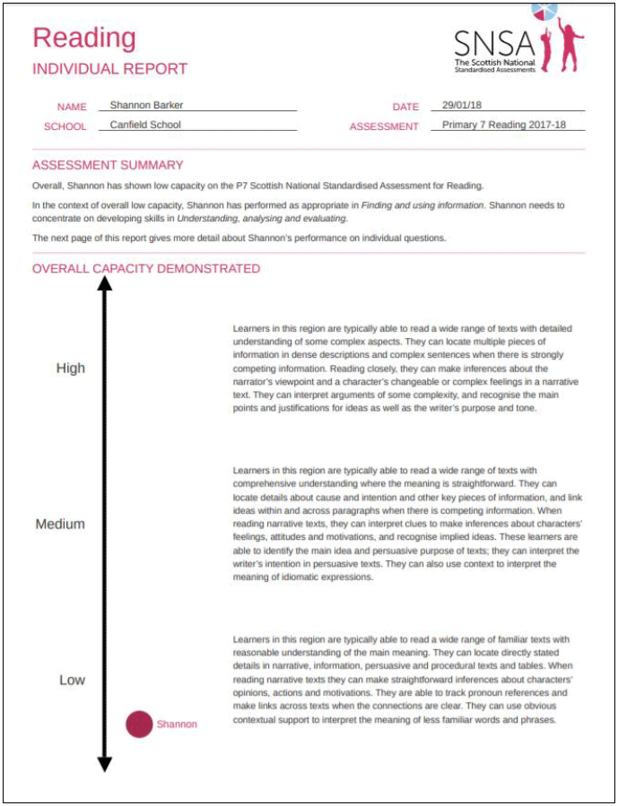 Figure 1: Example page from an Individual Report Figure 1: Example page from an Individual Report