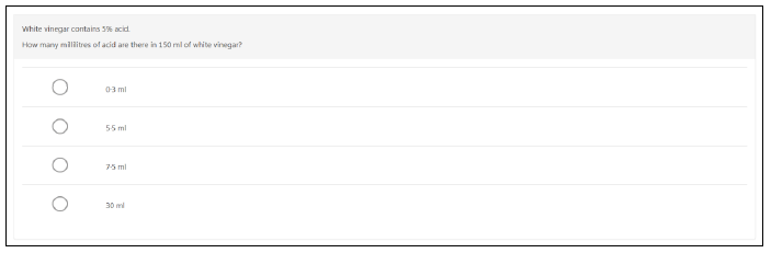 Figure 4: Example of a P7 Fractions, decimal fractions and percentages question: assessing ability to find a percentage of a quantity