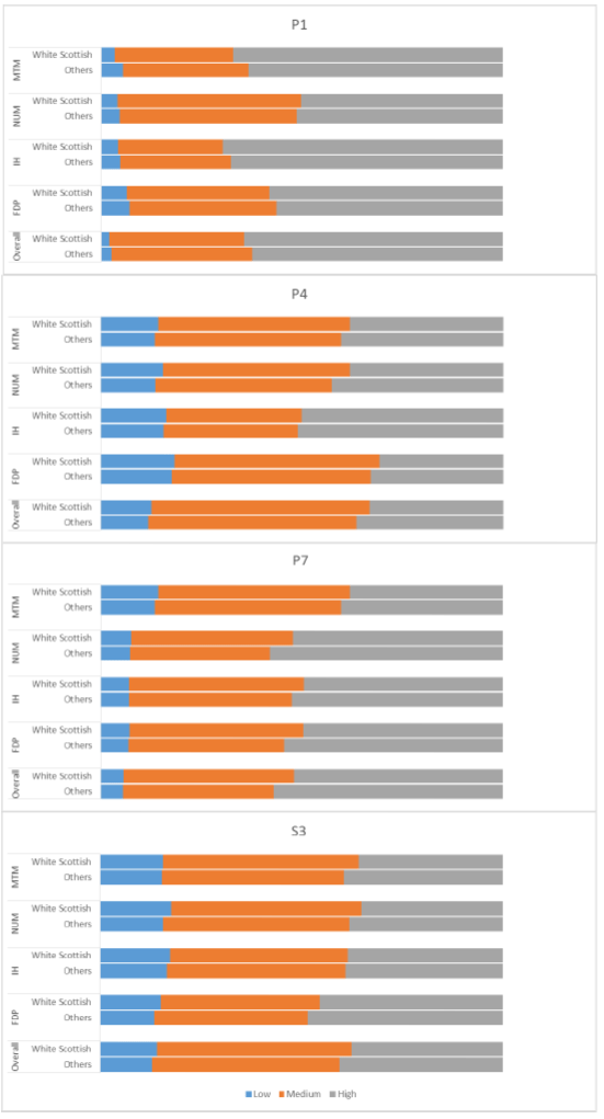 Chart 5: Numeracy capacity distribution by Ethnic Background and SNSA year