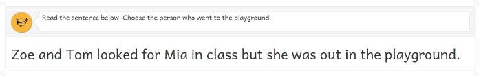 Figure 14: Example of a P1 Understanding, analysing and evaluating question, ‘Sentence comprehension’