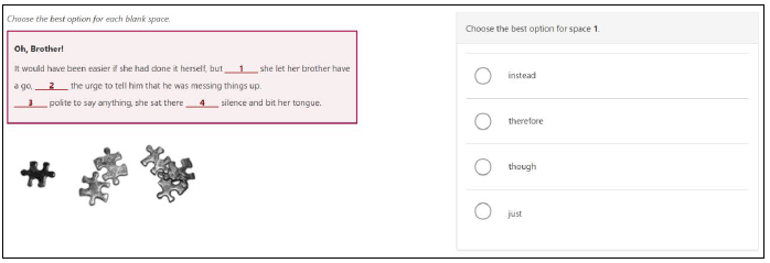 Figure 21: Example of an S3 writing unit with a Grammar question, ‘Oh Brother Question 1’