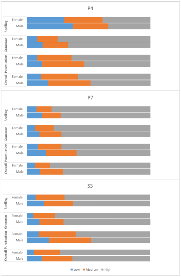 Chart 21: Writing capacity distribution by gender and SNSA year
