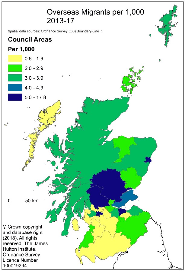 Figure 2.13: Overseas Migration per 1,000, 2013-17 Figure 2.13: Overseas Migration per 1,000, 2013-17