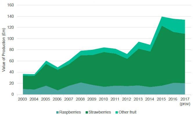 Figure 3.4: Fruit Production in Scotland by Value of Production, 2003-2017 (£m) Figure 3.4: Fruit Production in Scotland by Value of Production, 2003-2017 (£m)