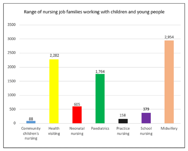 Range of nursing job families working with children and young people
