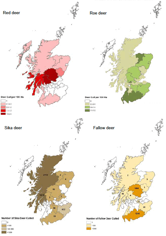 Figure 12 Number of deer culled in each Local Authority area (2014/15)