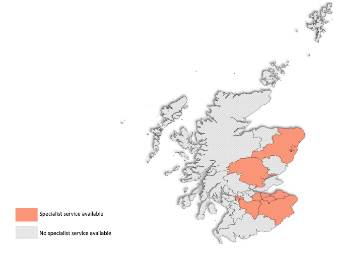 Map showing distribution of specialist services across Scotland 