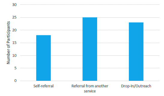 Graph providing detail on how participant were referred to specialist services. 