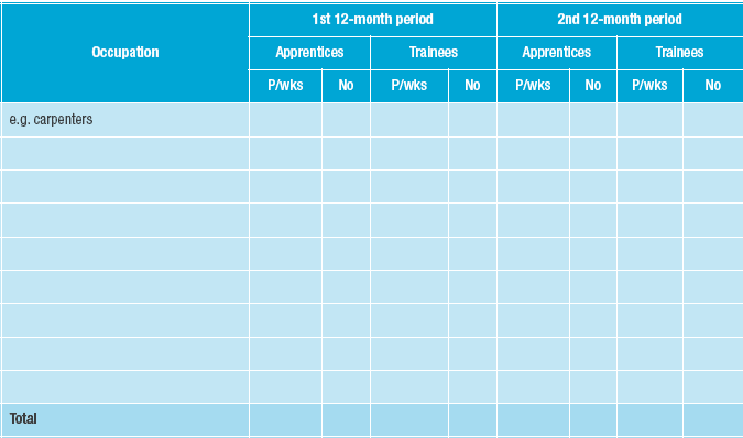 Table 4 Person-weeks to be delivered by new entrant trainees - next 2 x 12-month periods