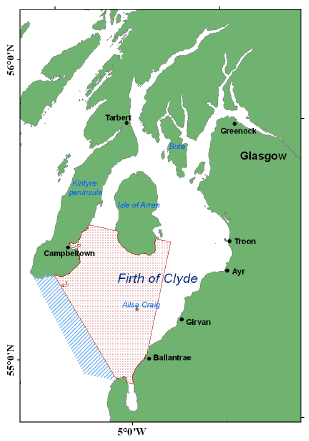 Figure 6.5 Clyde closed areas to fishing for cod. Figure 6.5 Clyde closed areas to fishing for cod.