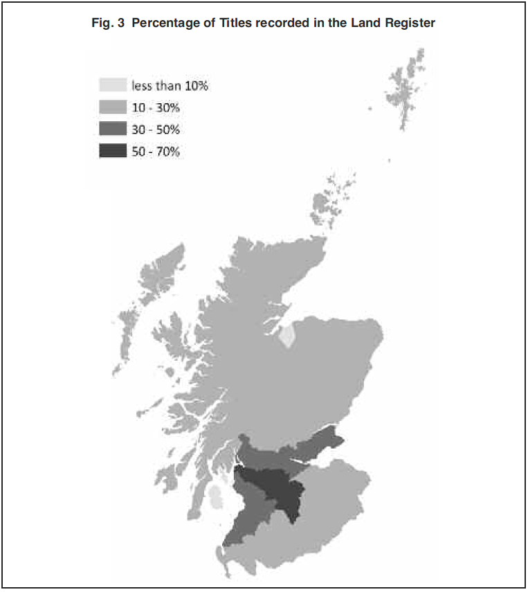 Fig. 3 Percentage of Titles recorded in the Land Register Fig. 3 Percentage of Titles recorded in the Land Register