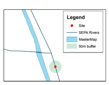 Example of circumstances where SEPA rivers line features Example of circumstances where SEPA rivers line features