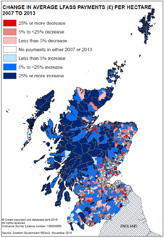 Figure A: Map of changes in parish-average LFASS payments per ha, 2007 to 2013 Figure A: Map of changes in parish-average LFASS payments per ha, 2007 to 2013