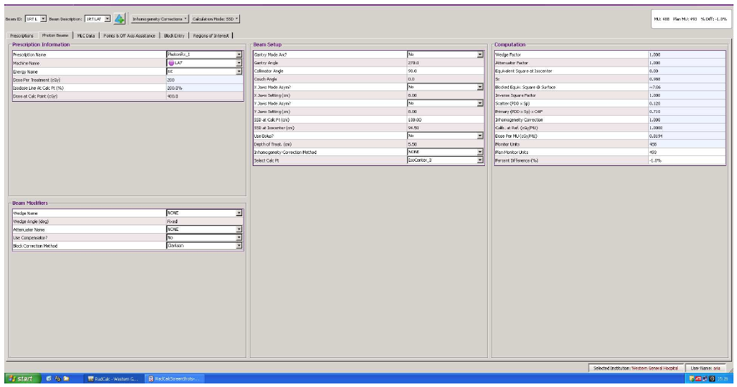 Figure 11 The saved Photon Beams screenshot from RadCalc