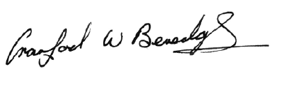Crawford W Beveridge CBE Signature Crawford W Beveridge CBE Signature