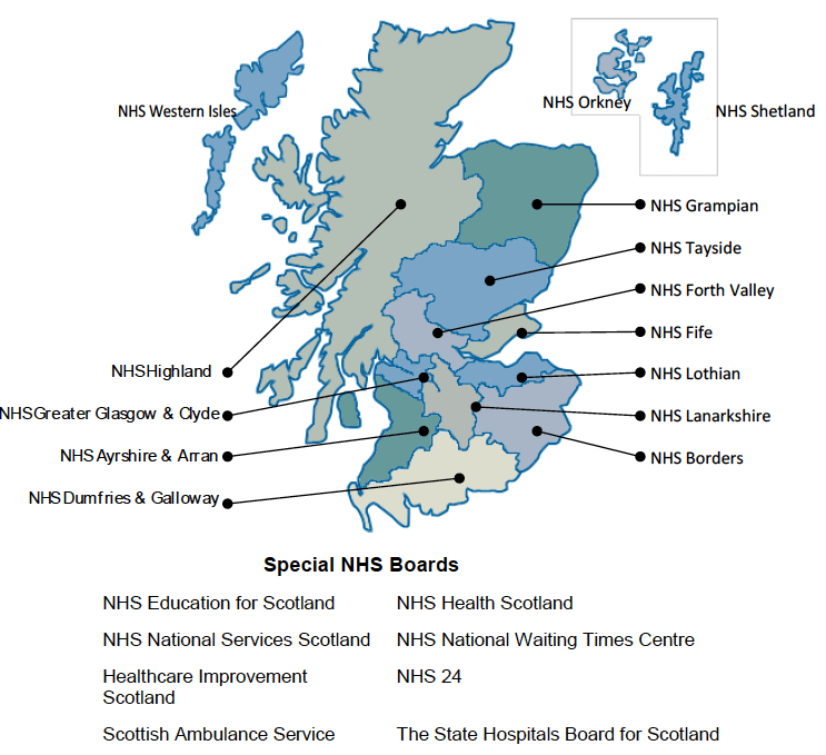 Map of NHS Boards Map of NHS Boards