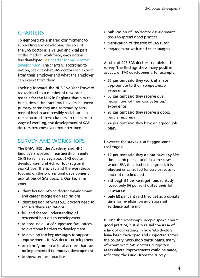 SAS Doctor Development: Summary of resources and further work - February 2017 SAS Doctor Development: Summary of resources and further work - February 2017