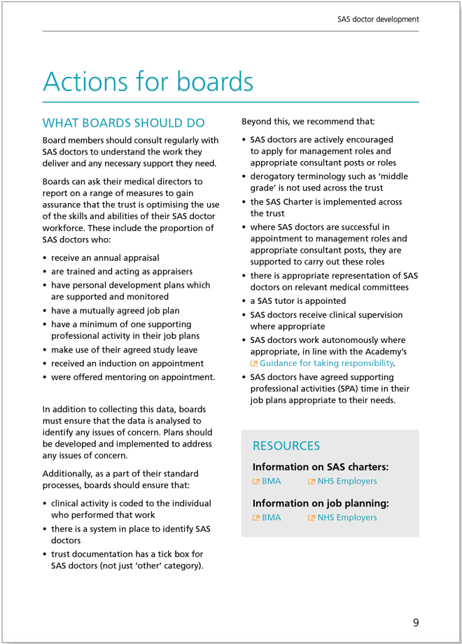 SAS Doctor Development: Summary of resources and further work - February 2017 SAS Doctor Development: Summary of resources and further work - February 2017
