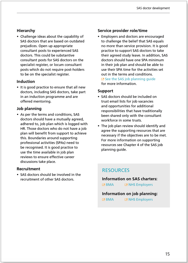 SAS Doctor Development: Summary of resources and further work - February 2017 SAS Doctor Development: Summary of resources and further work - February 2017