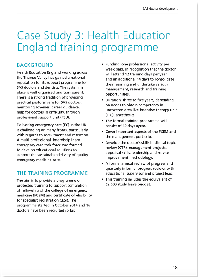 SAS Doctor Development: Summary of resources and further work - February 2017 SAS Doctor Development: Summary of resources and further work - February 2017