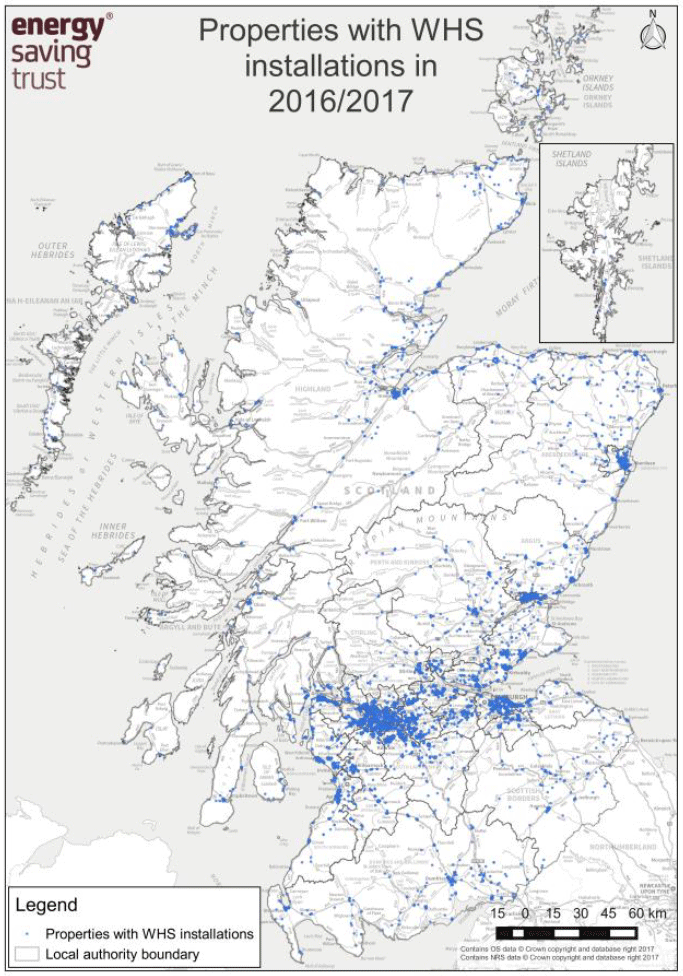 Figure 5: Map of Warmworks Installations in 2016/17