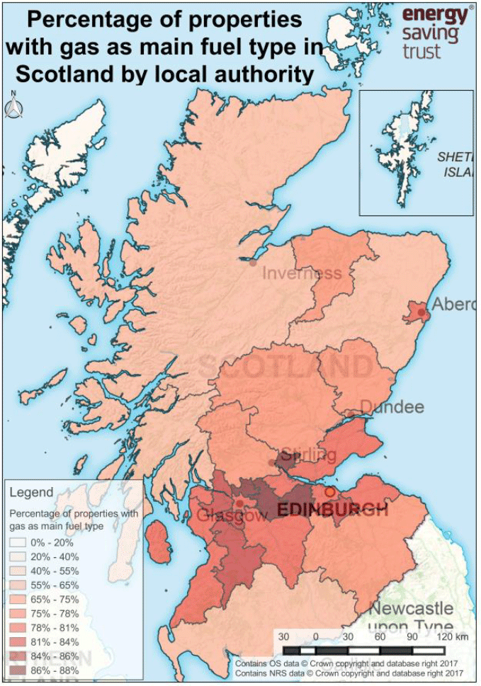 Figure 6: Map of Postcodes with Gas Supply
