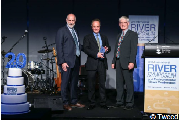A photo of representatives of the Tweed Forum and Eddleston Water project at the Thiess International River Prize award ceremony. A photo of representatives of the Tweed Forum and Eddleston Water project at the Thiess International River Prize award ceremony.