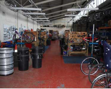 The workshop at Bikeworks